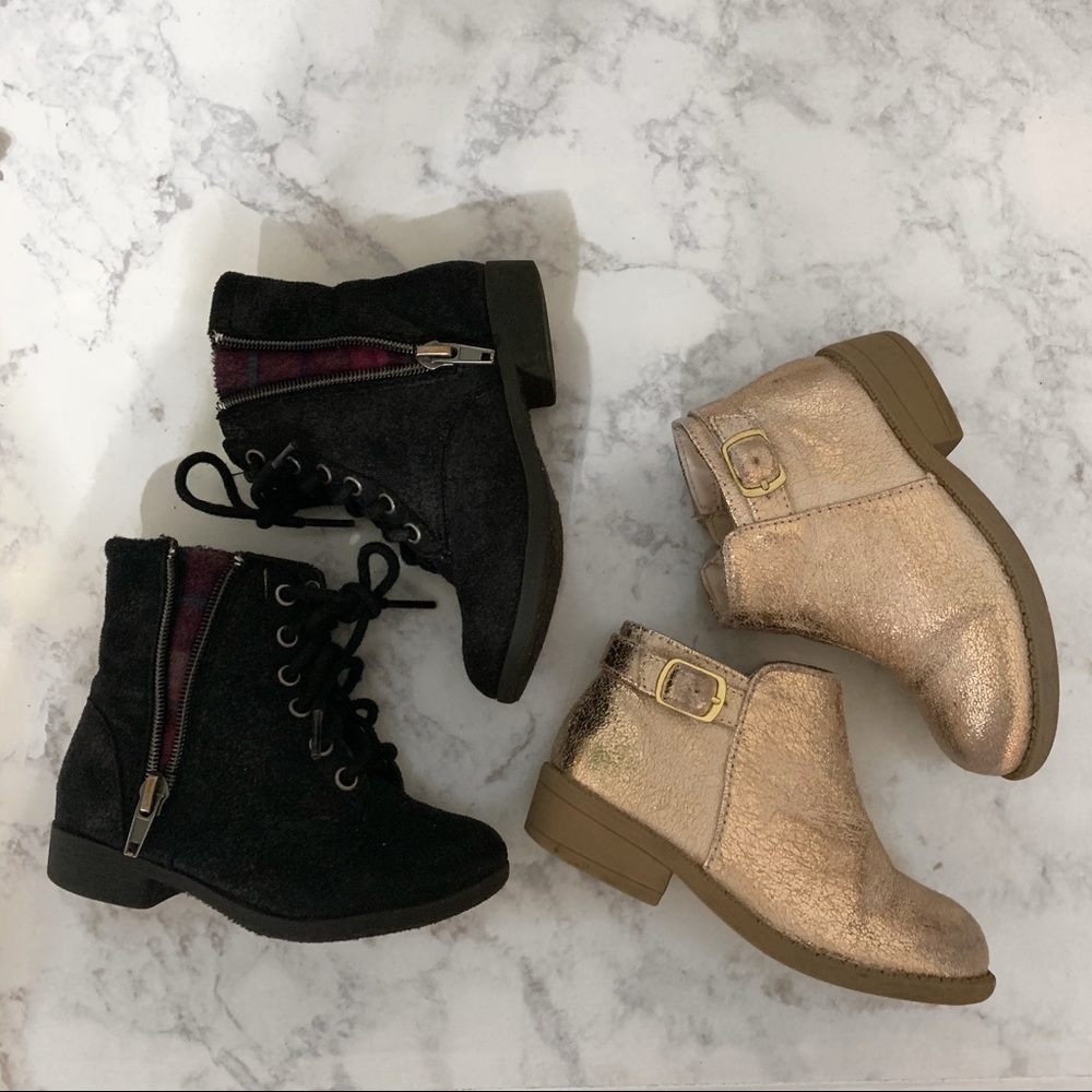 Toddler 8 Pink Black Booties (set of 2)